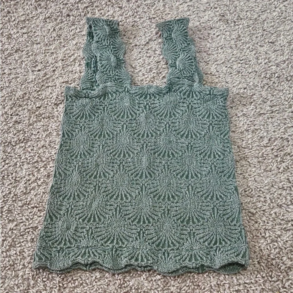 Free People Love Letter Cami Tank Medium Laurel Canyon Green Stretch Wide Strap